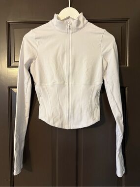 ALO Yoga Airbrush Corset Full Zip Jacket S Small White